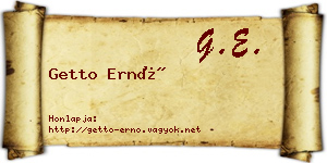 Getto Ernő névjegykártya